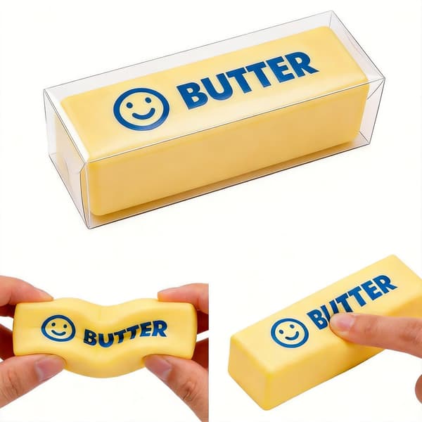Midou Langsomt Stigende Dumpling Squishy Smør Klemmelegetøj Sensorisk Stresslindrende Squishies Blødt og Strækbart Fidget Legetøj til Angstlindring Fest Dumpling Squishy Butter Smile Face