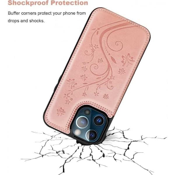 Iphone 14 Pro - 3CKS Fodral med korthållare, Stötsäker Roséguld