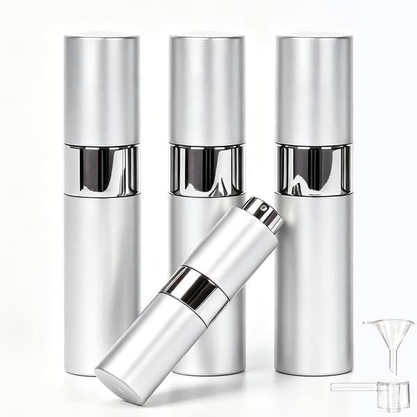 4-pack 8 ml påfyllningsbar parfymatomizer, glasinsida, aluminiumskal Sliver