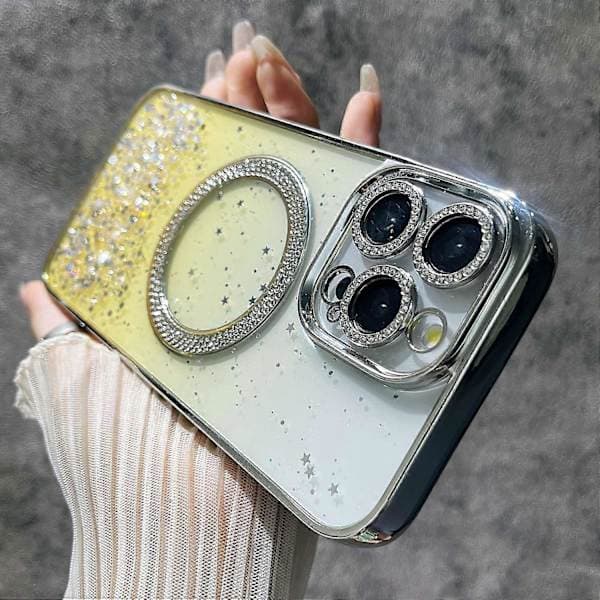 Magnetisk deksel til iPhone 13 Pro Beskyttende TPU+PC Glitter Glitrende Telefondeksel