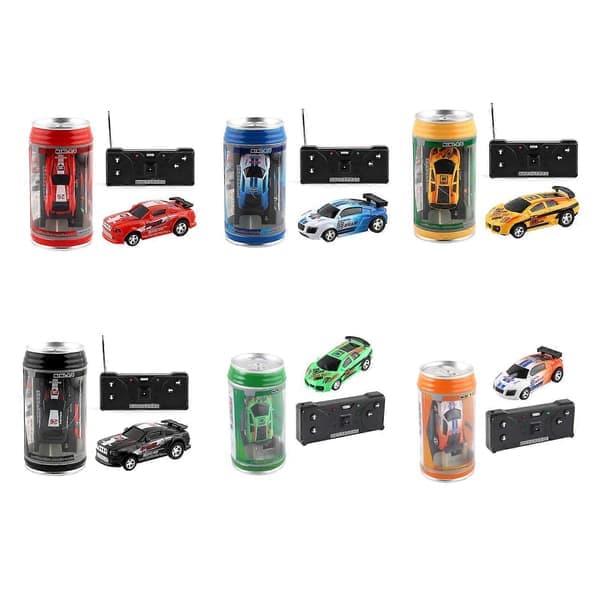 1:45 Mini Fjärrkontroll Bilset i Plåtburk - Kräver 2 AA-batterier (ingår ej), LED-lampor Blå Blå Blue