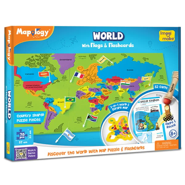 Imagimake Mapology Världskartpussel med flashcards för barn 8+ år World Map w/ Flashcards