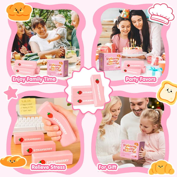 3-pack smör-squishy långsamt stigande klämleksaker, sensoriska fidget-leksaker Butter Stick Pink-3p