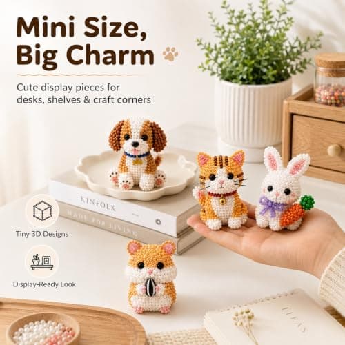 Kelamit Tiny 3D Pärldjur DIY Kit Presenter för Hantverksälskare (Husdjursälskare)