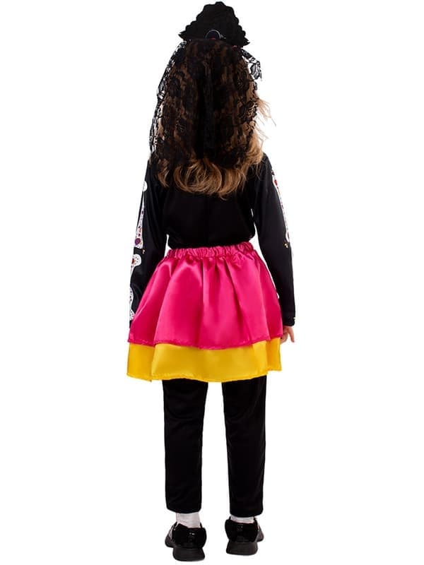 Skelett Blommig Halloween Kostym Overall för Flickor, Storlek M M