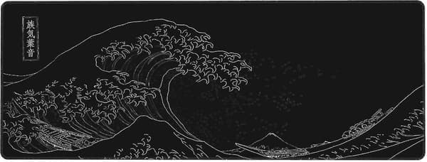 Ekstra stor anime sort musemåtte The Great Wave Off Kanagawa maleri stor gaming musemåtte Xxl skridsikker vandtæt gummibase computer