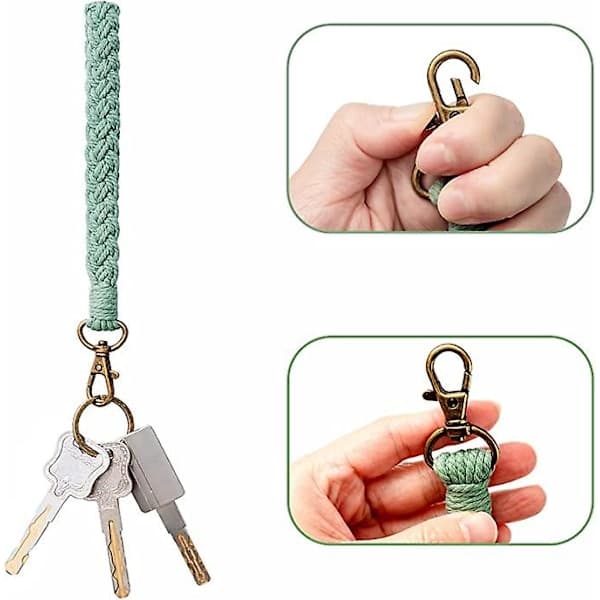 2-pack bruna nyckelringar makramé armband snöre dam snöre kort boho snöre