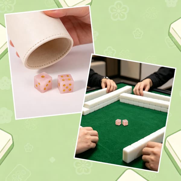 2 stk krystallterningsett Mahjong, rosa edelsten krystallterninger