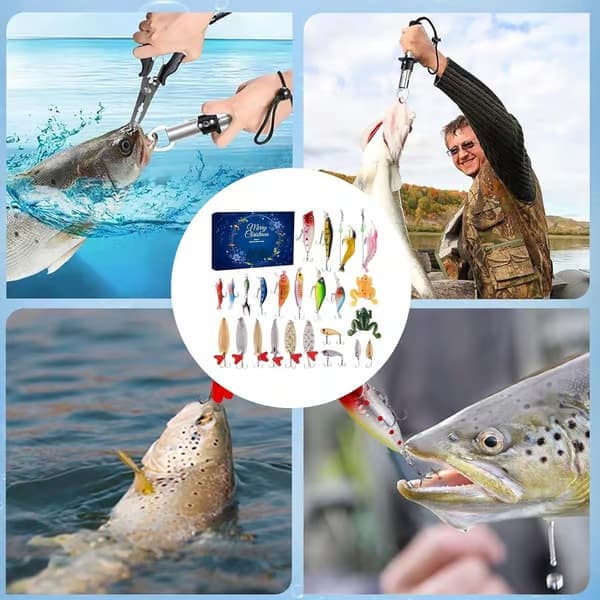 Fiskekalender 2026, 24-dages fiskegrej julekalender, tilbehørssæt, nedtælling