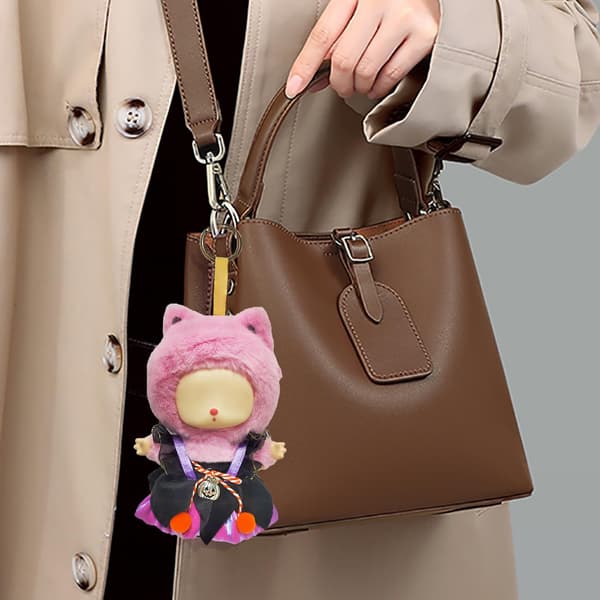 Halloween dockkläder set för Labubu 17cm dockor, magikerklänning Witch Purple