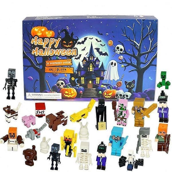 Blind Box Adventskalender, 24-delt sett Halloween World Blocks