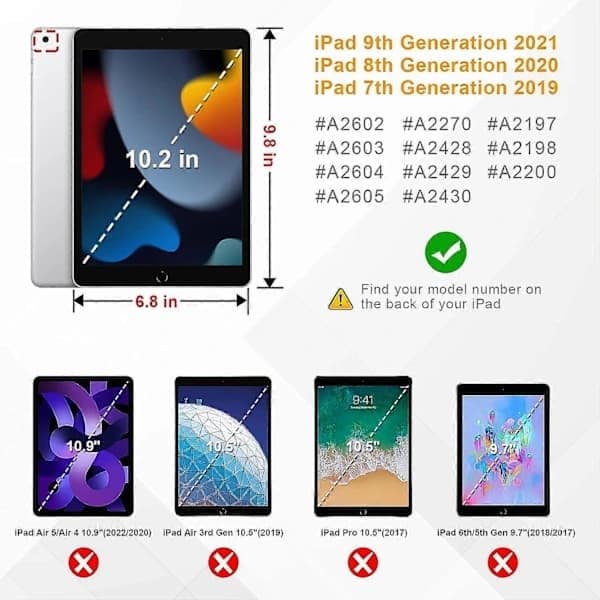 iPad-fodral 10,2 tum för 9:e/8:e/7:e generationen, lätt stativfodral