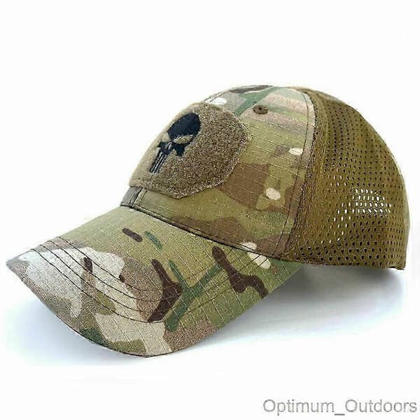 Punisher Mesh Back Baseballkeps Operators Hatt Airsoft Army Kamouflage Dödskalle Multicam
