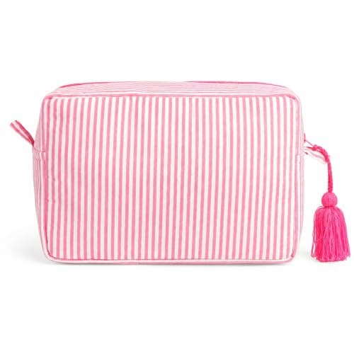 Huar Resesminkväska - Kosmetikväskor med stor kapacitet för kvinnor Pink Stripe
