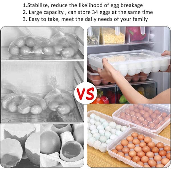 Stor eggholder til kjøkkenet, eggbrett med lokk