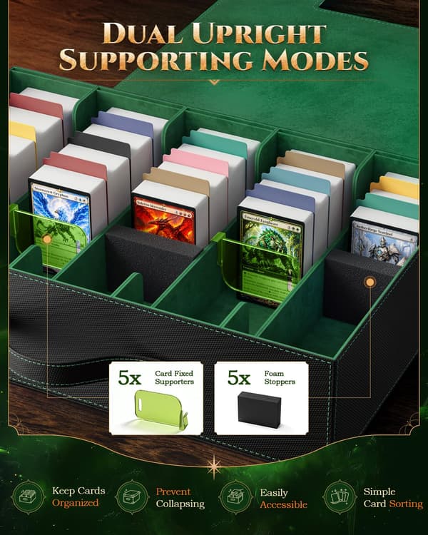 MoKo Opbevaringsboks til samlekort til MTG, 3900+ kapacitet, sort grøn Black Green