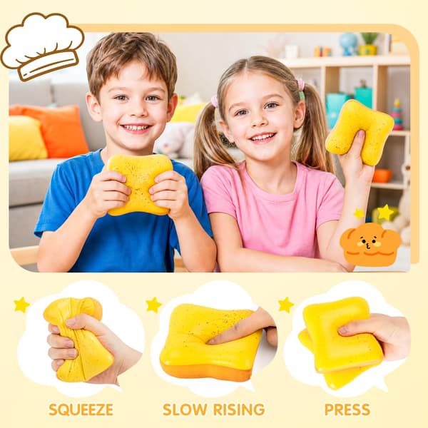 2-pack brödsmör Squishy Långsamt stigande klämleksaker, Fidget Squishies Leksaker Bread Stick-2p-yellow