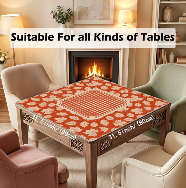 Oransje Boho Høst Lønnblad Mahjongmatte 31,5\" x 31,5\" Pink Skull