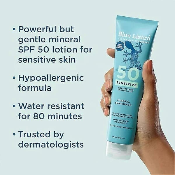 Blue Lizard Australian Solcreme, Mineralsolcreme til følsom hud, SPF 50, 89ml 89ml 1 stk