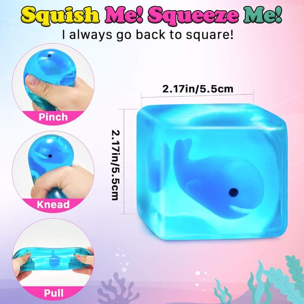 Lysende Hval Squishy Stress Terning, Sensorisk Klemmelegetøj til Autisme Angstdæmpning, Påskekurvfyld Whale02