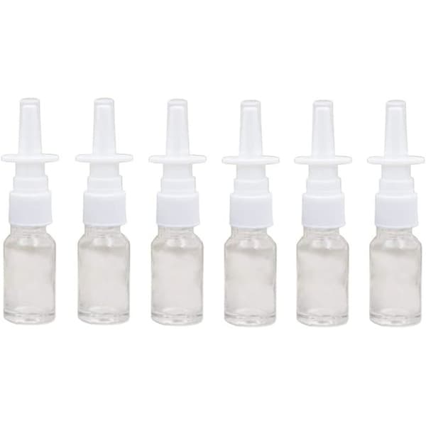 6-pack 10 ml Klara Tomma Nässpraysflaskor i Glas för Saltlösning