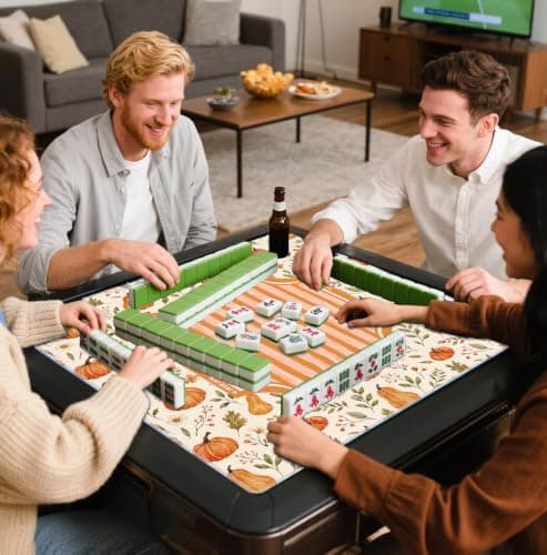 Orange efterår ahornblad græskar efterår Mahjong måtte 31,5\" x 31,5\" Orange Ginkgo Leaf