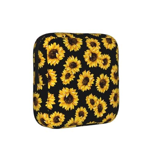 Smuk solsikke efterårsblomst periode taske til kvinder, bærbar hygiejnebind periode pose til pung, små makeuptasker Sunflower