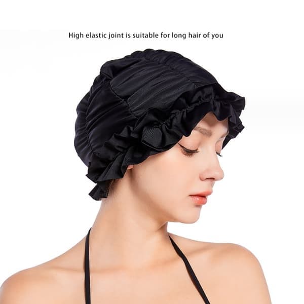 Badehette Hurtigtørkende Badehette med Volangkant for Langhårede Kvinner, Marineblå Navy Blue