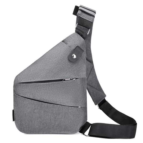 Multifunktionell stöldskyddsväska, Unisex Stöldskyddsresväska, Trendig Crossbody Grå Höger Stil, Perfekt Present Grå Höger