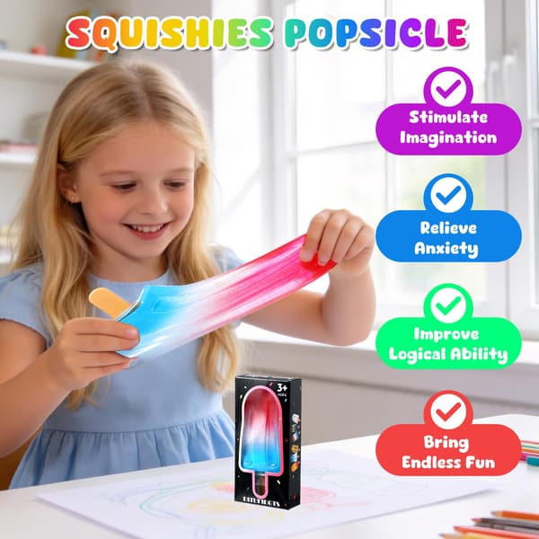 Popsicle Squishy Sukker Is Squishies Klemmelegetøj Red White Blue