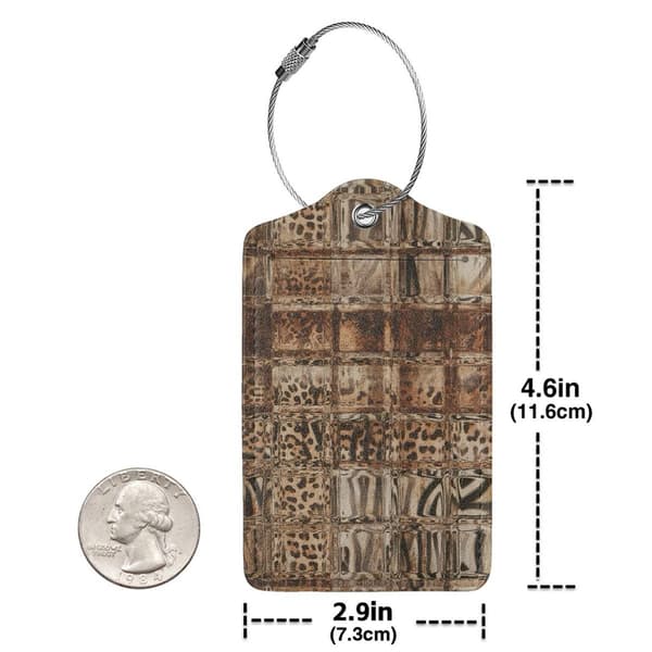 2-pack bagagebrickor i PU-läder för resväskor - Glasbrun Leopard Glass Brown Leopard Print