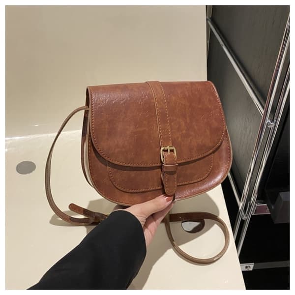 PU-lædertaske retro skuldertaske, brun Brown
