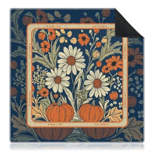Marineblå høstblomstret Mahjong-matte til bord 31,5\"x 31,5\" Navy Blue
