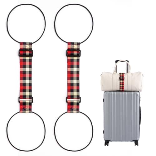 2-pack bagageremmar för resväskor, 25 färger, justerbar elastisk resväskrem med dubbel stabilitetsdesign, handsfree Retro plaid