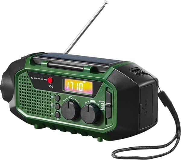 Hätäradiovastaanotin Aurinkoradio Kampi FM AM Bluetooth SOS Taskulamppu USB-virtapankki Vihreä Green
