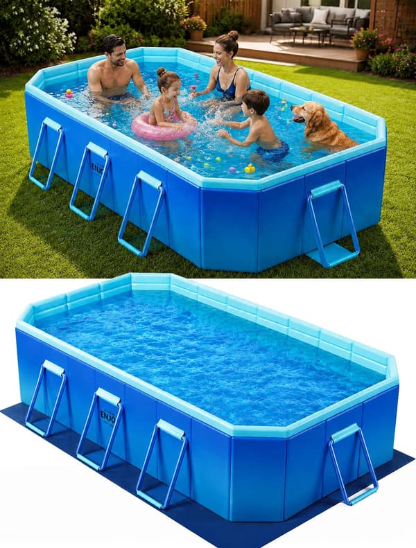 Vikbar pool för vuxna med markduk 115\"×65\"×22\"