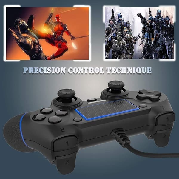 Kabelbaseret Game Controller til PS-4/Pro/Slim/PC(Win7/8/10)/Laptop, USB-forbindelse Game Controller med Vibration og Anti-Slip, Ergonomisk