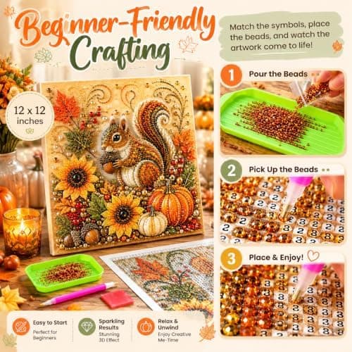 Efterårsperlemalingssæt med ramme, DIY efterårshjemindretning (#A) #A