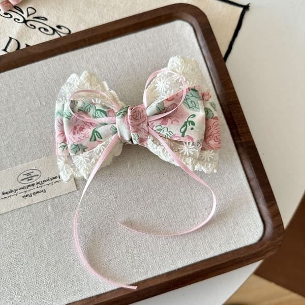 Broderte sløyfer vårklemme blonder store sløyfer hårklemme, 2, størrelse 2 2 2