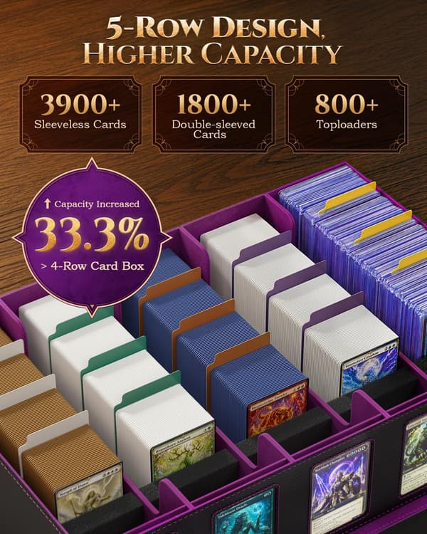 MoKo opbevaringsboks til samlekort til MTG, 3900+ kapacitet, sort lilla Black Purple