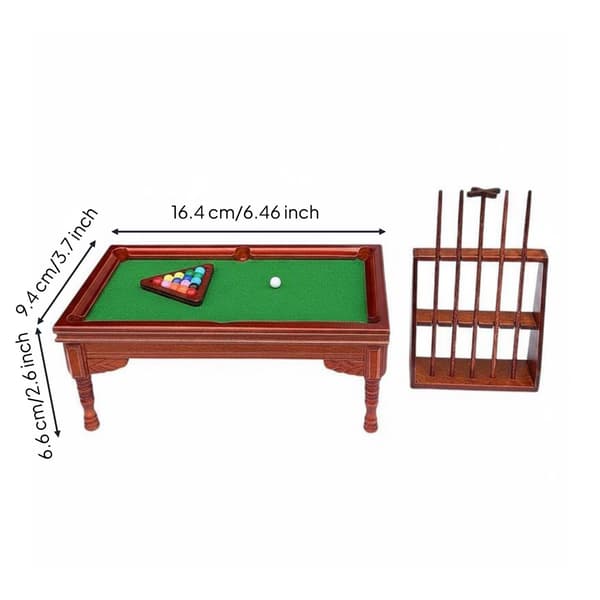 Milageto 1:12 Skala Billardbord Realistisk Model Mini Poolbord Sæt til Diorama