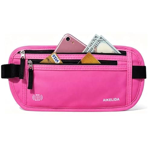 Pengebelte - Slank passholder RFID-blokkerende reiselommebok Undercover magevesker for kvinner - Rose D Rose