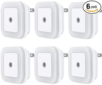 LED Nattlampa med Smart Sensor Skymning till Gryning Sensor, Dagsljusvit, 0.5W Plug-in, 6-pack