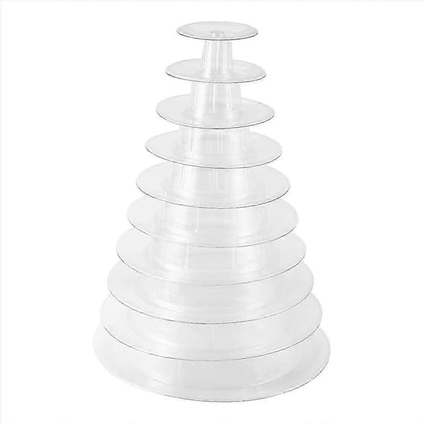 10-vånings torn Macaron Macaron Displayställ Runt Tårtställ PVC-bricka Födelsedagsbröllopsdisplayställ