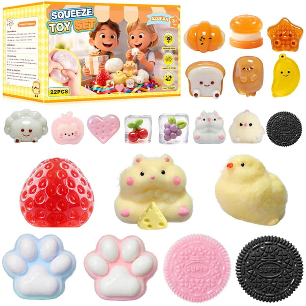 22-delars Taba Squishy Leksaksset, Kattassar Squishy Pack för Stresslindring