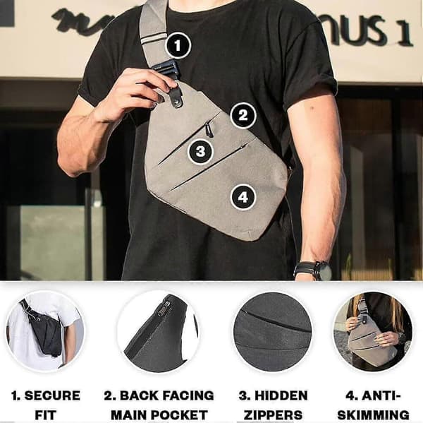 Stöldskyddsväska för kvinnor - Res säkert Black Left Shoulder