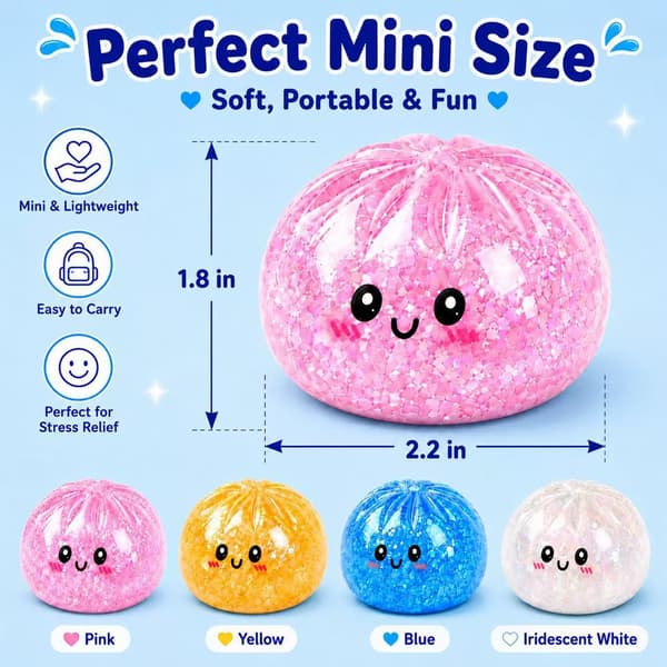 6 STK Squishy Legetøj i Bulk til Voksne, Tilfældige 6 Farver, Mini (5,6 cm) Stressbolde til Voksne, Squishy Klemme Aflastningsbolde i Bulk Fidget Legetøj, Jul Multicolor 08
