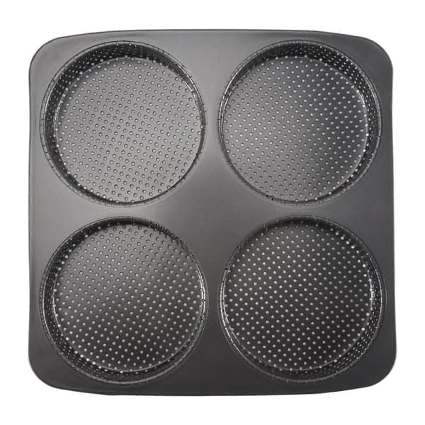 Hamburgerbolleform, 5 tommer non-stick kulstofstål hamburgerform, 4-kops stor bageform til hjemmelavede hamburgerboller