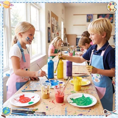 2/3-pakning kunstnerforklær for maling, håndarbeid, matlaging, hagearbeid Pink, Blue 2