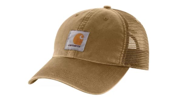 Carhartt 100286-476 Dark Khaki Canvas Mesh-Back Caps for men, One Size